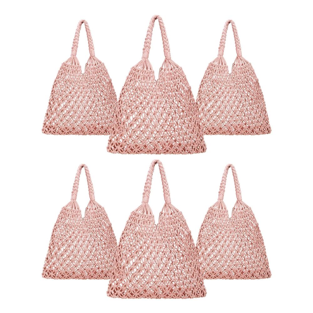 6 Pcs Macrame Tote Bags Bridesmaid Tote Bags Crochet Beach Bag T_T